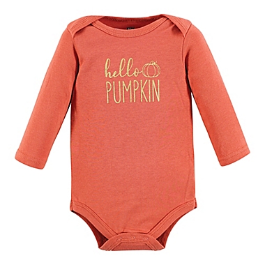 Hudson Baby&reg; Size 0-3M 3-Piece Cutest Pumpkin Long Sleeve Bodysuits in Orange. View a larger version of this product image.