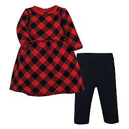 Hudson Baby® Size 6-9M 2-Piece Plaid Quilted Dress and Leggings Set in Red/Black