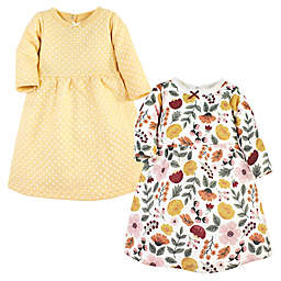 Hudson Baby® Size 9-12M 2-Pack Fall Botanical Long Sleeve Dresses in Yellow