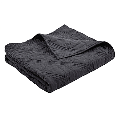 Levtex Home Washed Linen Quilted Throw Blanket in Charcoal. View a larger version of this product image.