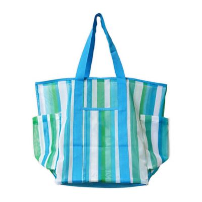 H For Happy&trade; 16-Inch Mesh Beach Tote Bag in Cool Stripe