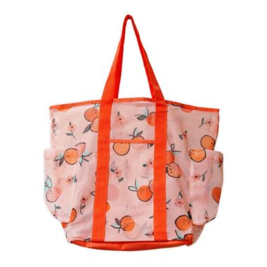 H For Happy&trade; 16-Inch Mesh Beach Tote Bag in Orange. View a larger version of this product image.