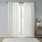 Alternate image 1 for Bee &amp; Willow&trade; Eyelet Stripe Sheer Rod Pocket/Back Tab Window Curtain Panel (Single)