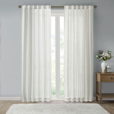 Bee &amp; Willow&trade; Eyelet Stripe Sheer Rod Pocket/Back Tab Window Curtain Panel (Single). View a larger version of this product image.