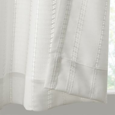 Bee &amp; Willow&trade; Eyelet Stripe Sheer Rod Pocket/Back Tab Window Curtain Panel (Single). View a larger version of this product image.