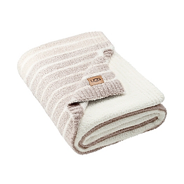 UGG&reg; Poppy Knit Throw Blanket in Shoreline Stripe. View a larger version of this product image.