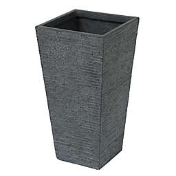 MgO Textured Tall Angled Square Planter in Grey