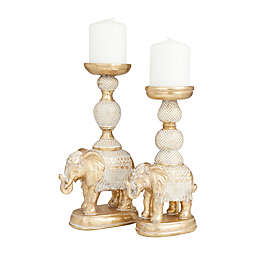 Ridge Road Decor 2-Piece Elephant Candle Holders in Gold