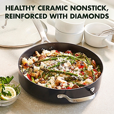 GreenPan&trade; SearSmart Ceramic Nonstick Aluminum Covered Saute Pan. View a larger version of this product image.