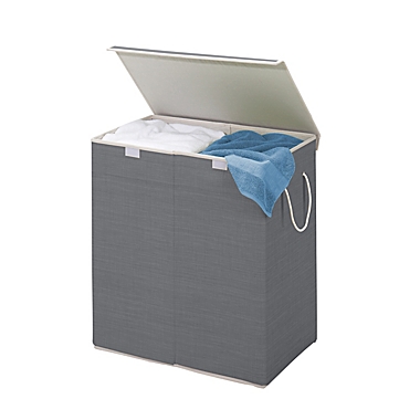 Honey-Can-Do&reg; Divided Resin Hamper in Grey. View a larger version of this product image.