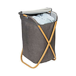 Honey-Can-Do® Bamboo and Canvas Hamper in Grey
