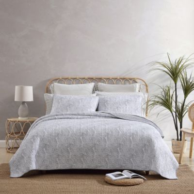 Tommy Bahama&reg; Distressed Water Leaves Twin Quilt Set in Grey
