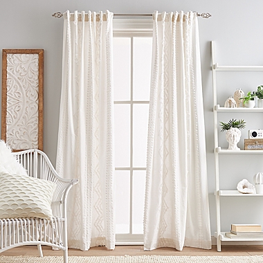 Peri Home Cut Geo 84-Inch Rod Pocket Sheer Window Curtain Panels in Winter White (Set of 2). View a larger version of this product image.