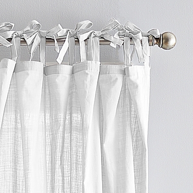 Peri Home&reg; Solid 108-Inch Tie-Tab Sheer Window Curtain Panels in White (Set of 2). View a larger version of this product image.