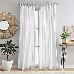 Peri Home® Solid 108-Inch Tie-Tab Sheer Window Curtain Panels in White (Set of 2)