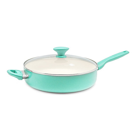 Alternate image 1 for GreenPan™ Rio Ceramic Nonstick 5 qt. Covered Saute Pan with Helper Handle in Turquoise