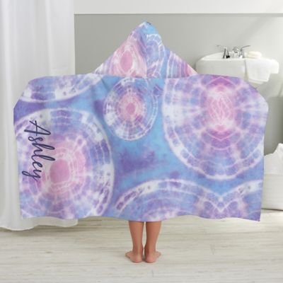 Pastel Tie Dye Personalized Kids Hooded Bath Towel