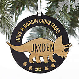 Dinosaur 4.5-Inch x 3.5-Inch Wood Personalized Ornament in Black
