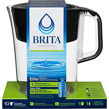 Brita&reg; 10-Cup Tahoe Pitcher with Elite Filter in Black. View a larger version of this product image.