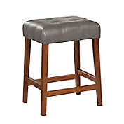 HomePop&trade; Square Faux Leather Counter Stool in Grey