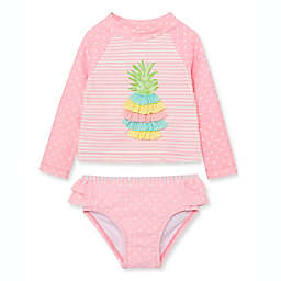 Little Me® Size 0-3M 2-Piece Pineapple Rash Guard Swimsuit Set in Pink