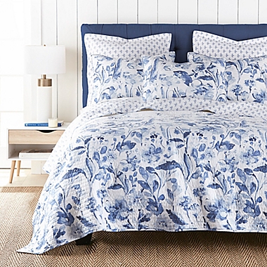 Levtex Home Linnea 3-Piece Reversible Full/Queen Quilt Set in Blue. View a larger version of this product image.