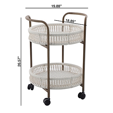 Everhome&trade; Saybrook Steel Wicker Bar Cart in White. View a larger version of this product image.