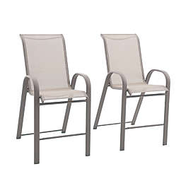 Simply Essential™ NeverRust® Outdoor Sling Bar Stools in Grey (Set of 2)