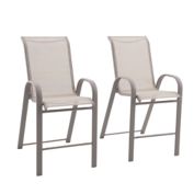 Simply Essential&trade; NeverRust&reg; Outdoor Sling Bar Stools in Grey (Set of 2)