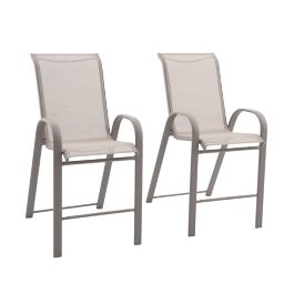 Simply Essential™ NeverRust® Outdoor Sling Bar Stools in Grey (Set of 2)