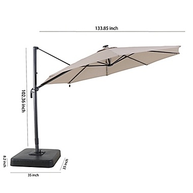 Everhome&trade; 11-Foot Round Offset Solar LED Cantilever Umbrella in Warm Sand. View a larger version of this product image.