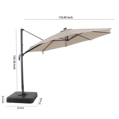 Everhome&trade; 11-Foot Round Offset Solar LED Cantilever Umbrella in Warm Sand. View a larger version of this product image.
