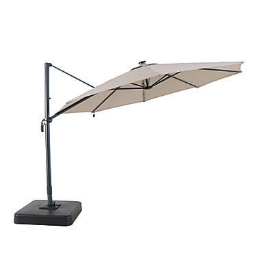 Everhome&trade; 11-Foot Round Offset Solar LED Cantilever Umbrella. View a larger version of this product image.