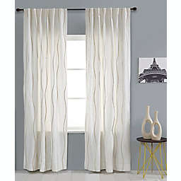 India's Heritage Pompom 108-Inch Rod Pocket/Back Tab Window Curtain Panel in White (Single)
