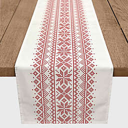 Christmas Knit Snowflakes Table Linen Collection in Red