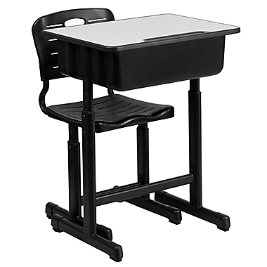 Flash Furniture Adjustable Student Desk and Chair in Black. View a larger version of this product image.