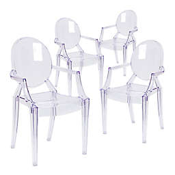 Flash Furniture Ghost Arm Chairs in Transparent Crystal (Set of 4)