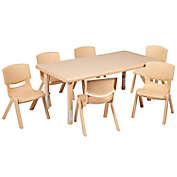 Flash Furniture 7-Piece Adjustable Activity Table Set in Natural
