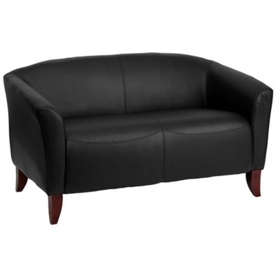 Flash Furniture Faux Leather Loveseat in Black/Cherry