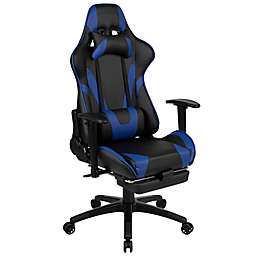Flash Furniture Reclining Gaming Chair with Footrest in Blue