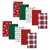 Hudson Baby&reg; 10-Pack White Tartan Flannel Burp Cloths Bundle in Red
