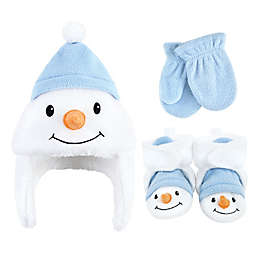 Hudson Baby&reg; 3-Piece Snowman Hat, Mitten &amp; Bootie Set