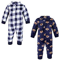 Hudson Baby® Size 0-3M 2-Pack Football Jumpsuits