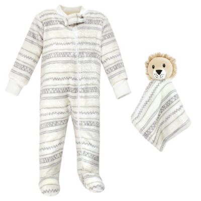 Hudson Baby&reg; Size 6-9M Lion Plush Sleep and Play Footie and Security Blanket/Toy in Grey