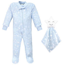 Hudson Baby® Star Plush Sleep and Play Footie and Security Blanket/Toy in Blue