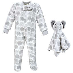 Hudson Baby® Elephant Plush Sleep and Play Footie and Security Blanket/Toy in Grey