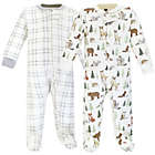 Alternate image 0 for Hudson Baby&reg; Preemie 2-Pack Forest Animals Quilted Sleep and Play Footies in Green
