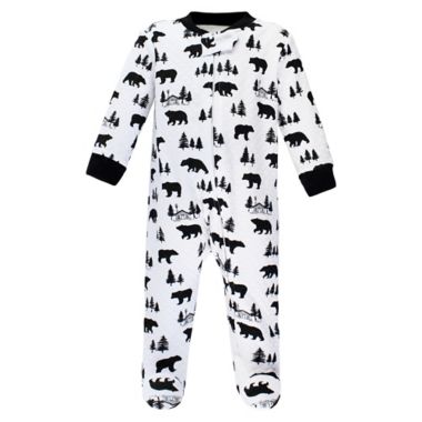 Hudson Baby&reg; Size 0-3M 2-Pack Bear Quilted Sleep and Play Footies in Grey/Black. View a larger version of this product image.