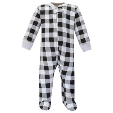 Hudson Baby&reg; Size 0-3M 2-Pack Bear Quilted Sleep and Play Footies in Grey/Black. View a larger version of this product image.