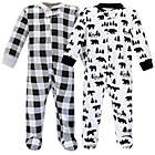 Alternate image 0 for Hudson Baby&reg; Size 0-3M 2-Pack Bear Quilted Sleep and Play Footies in Grey/Black